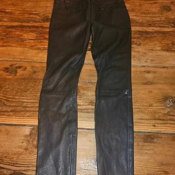 *GENETIC SHYA ZIP LEATHER CIGARETTE PANT COLOR NAVY/BLACK SZ 28 NEW WITH DEFECT - Picture 10 of 16
